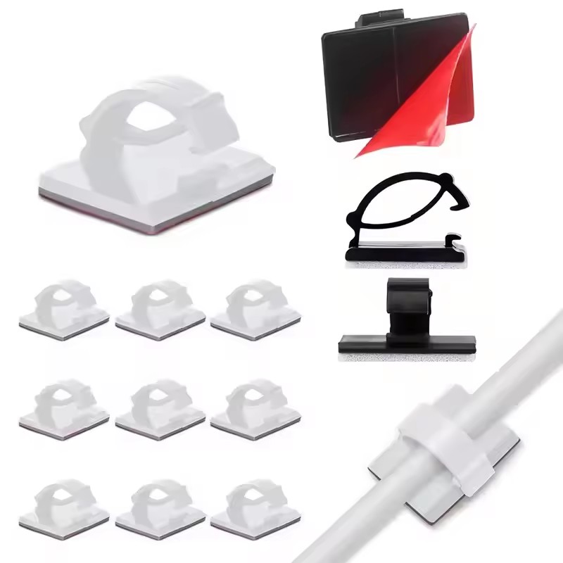 Car Organizer - ที่หนีบสายชาร์จในรถยนต์แบบมีกาว ที่หนีบสายไฟ ที่หนีบสายติดผนัง อุปกรณ์จัดการสายชาร์จ ที่มัดสาย ที่ยึดสาย