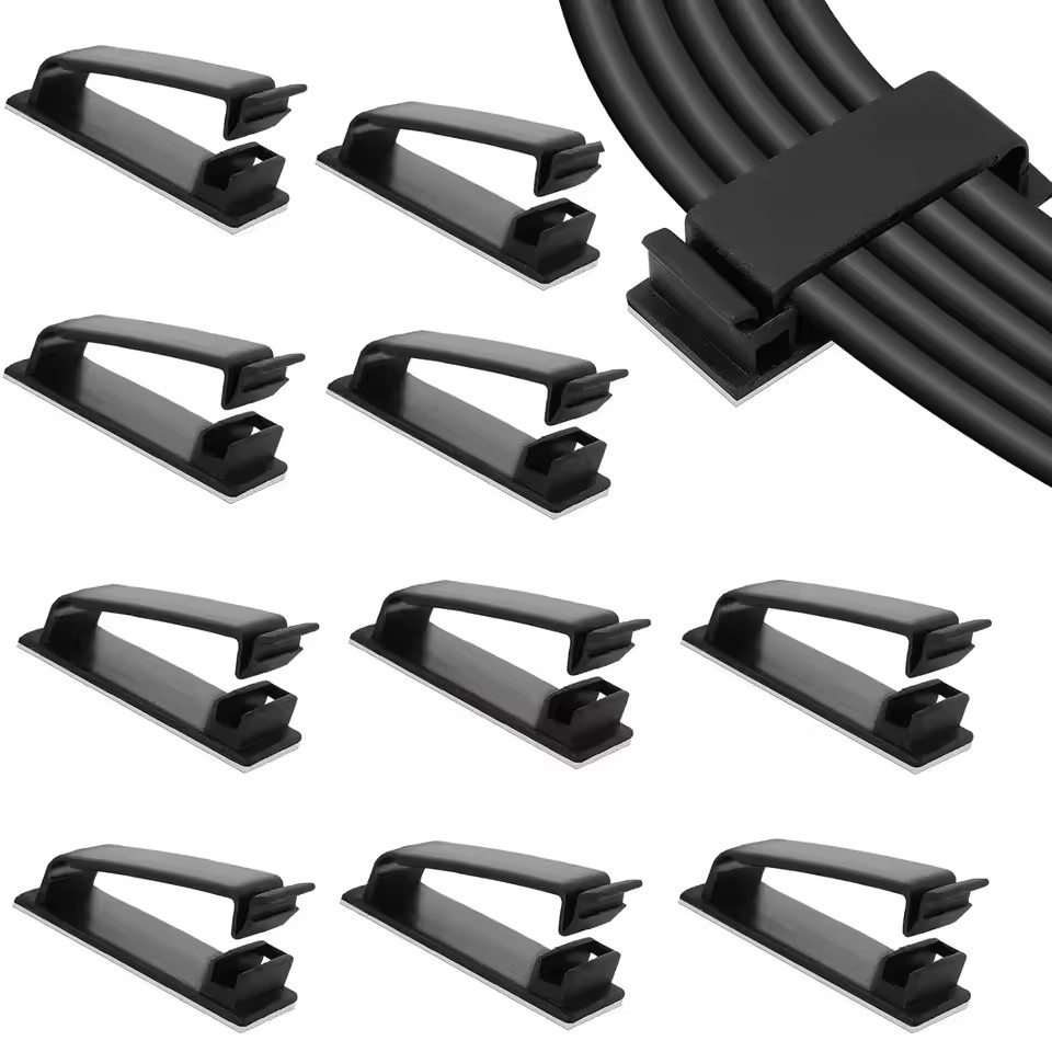 Car Organizer - ที่จัดระเบียบสายเคเบิลแบบมีกาวในตัว คลิปหนีบสายเคเบิล ตัวยึดสายเคเบิล อุปกรณ์จัดการสายเคเบิล สาย USB