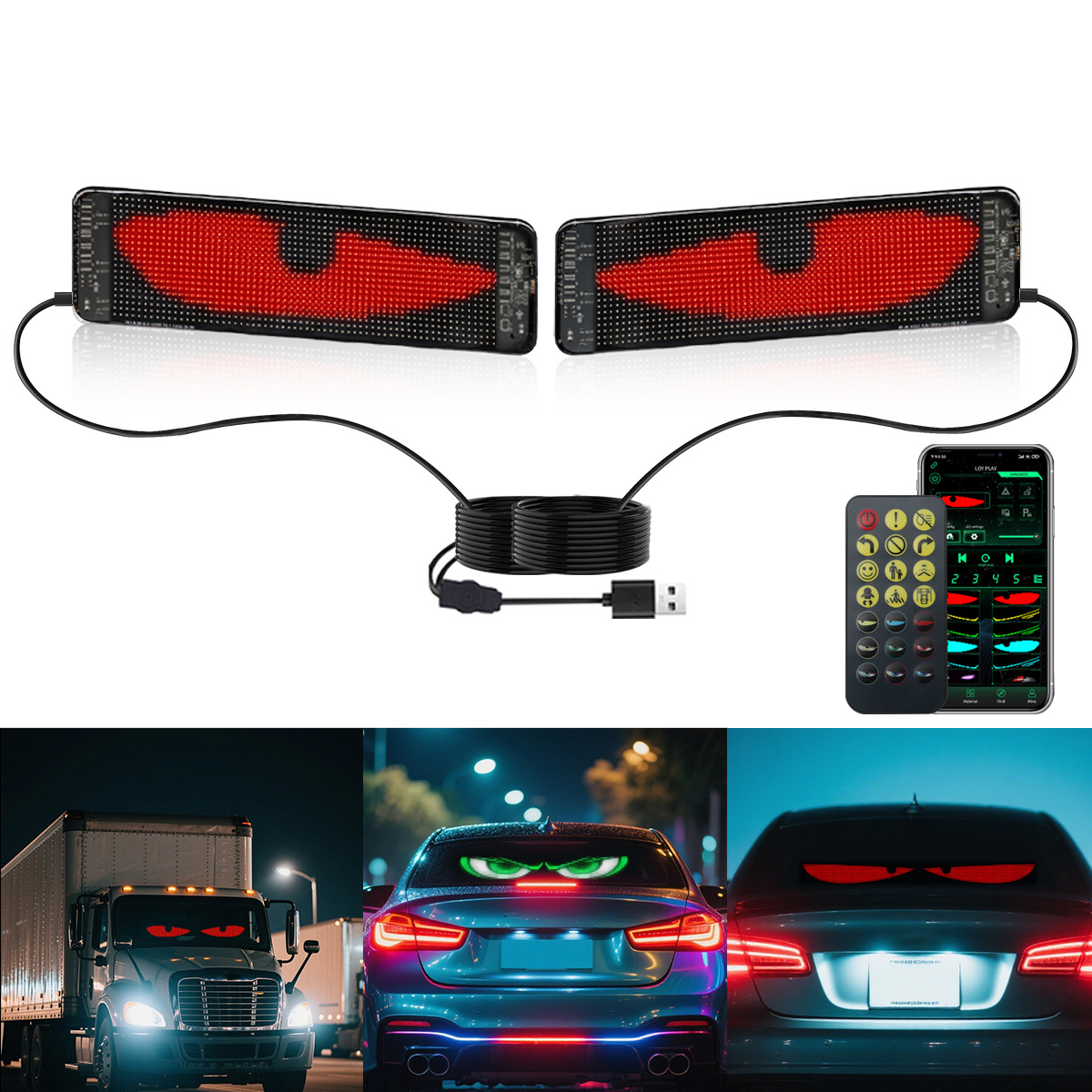 Car Led Light - หน้าจอ LED แบบนิ่มสำหรับรถยนต์, หน้าจอโฆษณาแบบยืดหยุ่นติดรถยนต์, แอปพลิเคชัน USB,