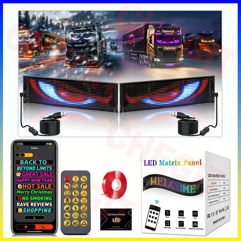 Car Led Light - จอแสดงผล LED รถบรรทุก Eye ป้ายรถบลูทูธ APP
