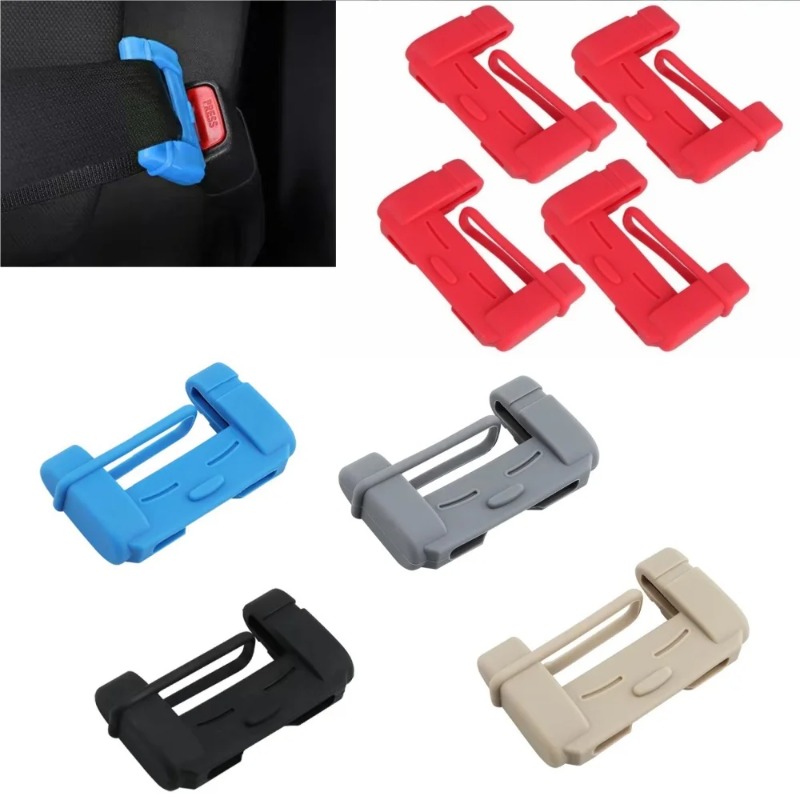 Car Seat Cover - คลิปหนีบเข็มขัดนิรภัยรถยนต์ 2 ชิ้น ฝาครอบป้องกันซิลิโคน ป้องกันรอยขีดข่วนและฝุ่นละออง ฝาครอบป้องกันภายใน