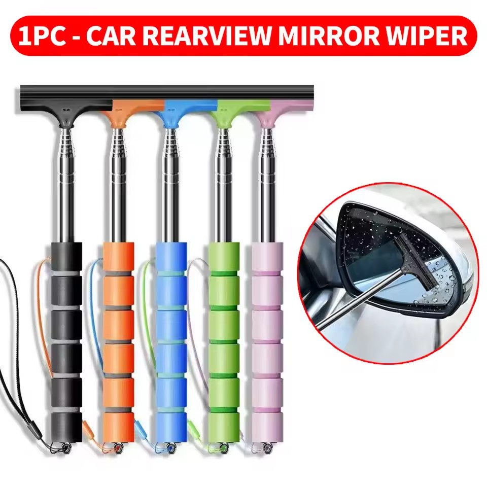 Car Mirror - ที่ปัดน้ำฝนกระจกมองหลังแบบพับเก็บได้ พกพาสะดวก ทำจากยาง สำหรับทำความสะอาด ขจัดน้ำฝน สำหรับอุปกรณ์ตกแต่งรถยนต์