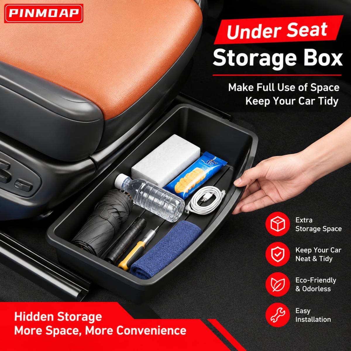 ถาดจัดเก็บของในรถยนต์ใต้เบาะ P - Car Cable Organizer บทวิจารณ์และราคา