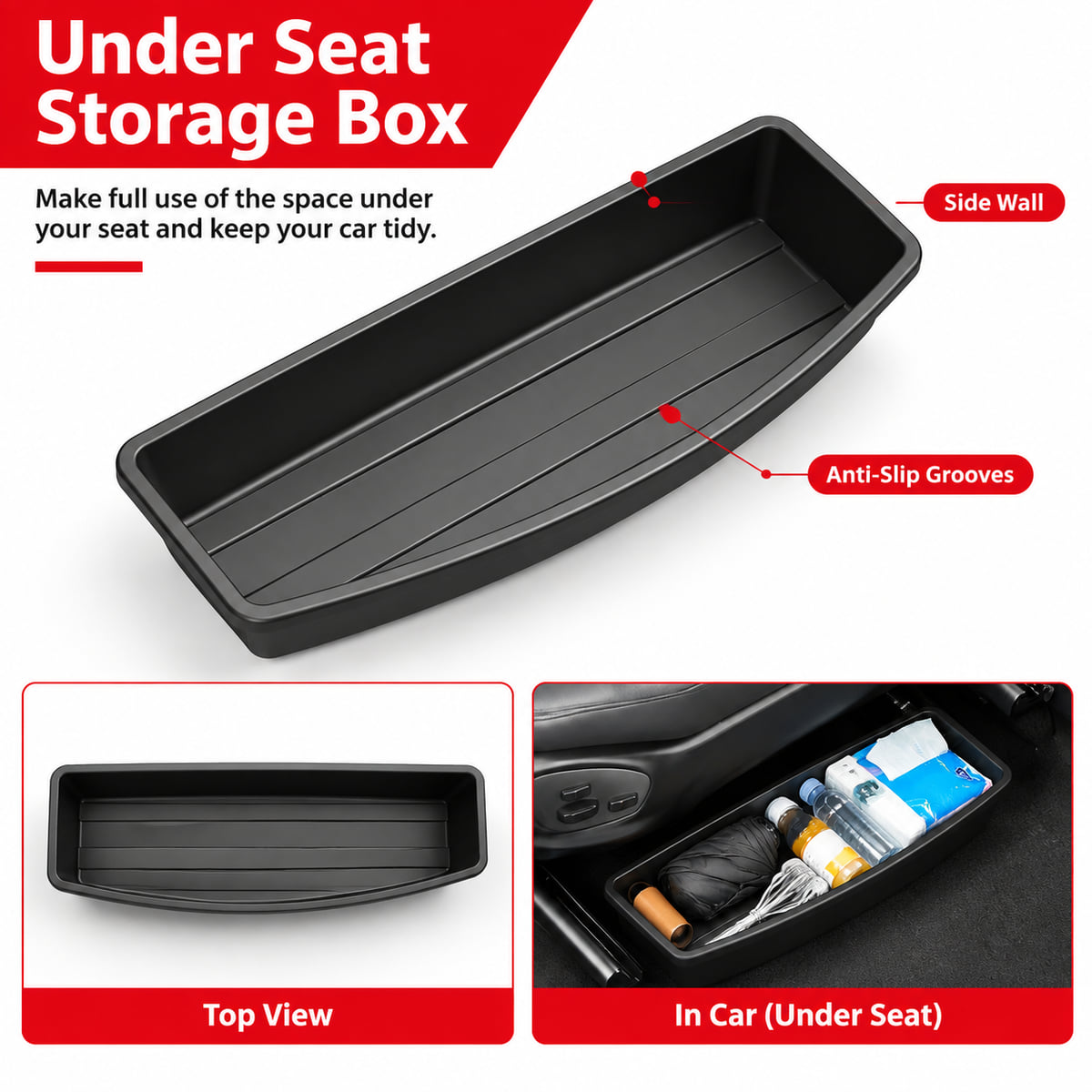 ถาดจัดเก็บของในรถยนต์ใต้เบาะ P - Car Cable Organizer บทวิจารณ์และราคา