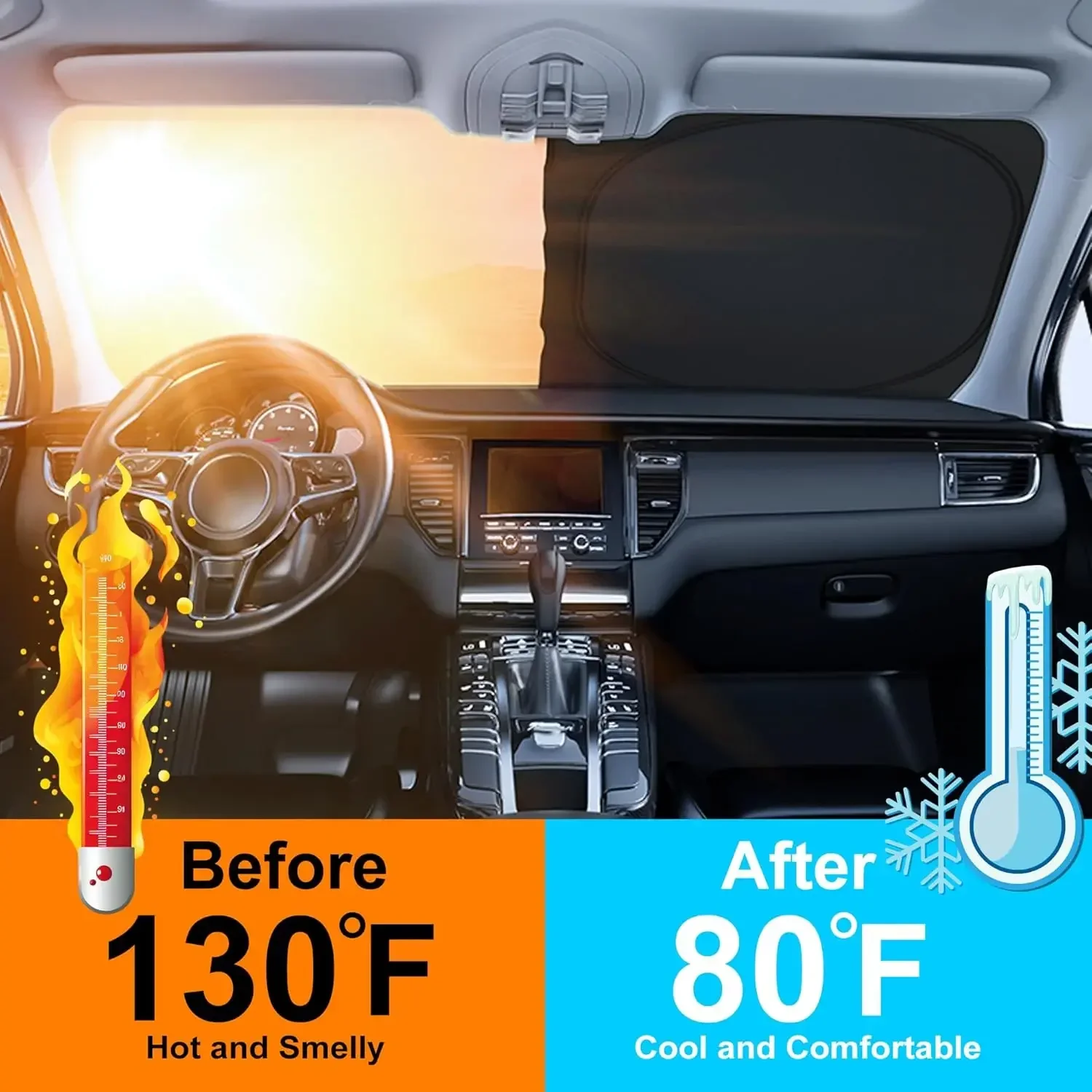 ม่านบังแดดรถยนต์สำหรับกระจกหน้ - Windshield Sun Shade บทวิจารณ์และราคา